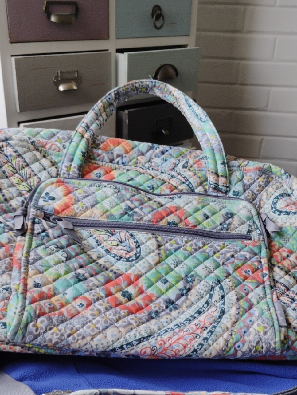 Vera Bradley Quilted Paisley Travel Tote in Pastel Colors